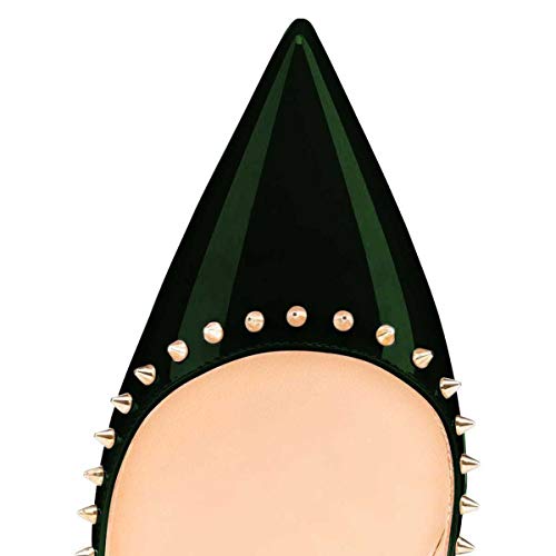 Fsj Women Bridal Pointed Toe Chunky High Heel Crystal Pumps Slip On Wedding Thick Comfort Shoes Size 8 Green Gradient #TOP2