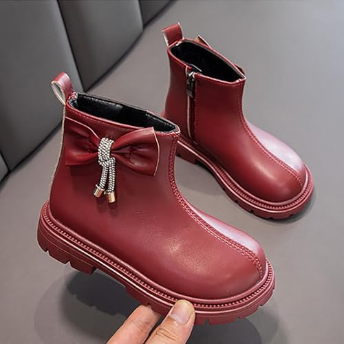 IWIHMIV Girls Ankle Boots Fashion Short Dress Booties Thick Bottom Round Toe Ankle Boots with Zipper for Toddler3