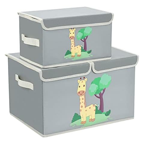 DIMJ Juego de 2 Cajas de Almacenaje Juguetes Plegable con Tapa y Asa Cover