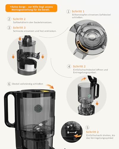 ZACHVO Entsafter, Slow Juicer mit 130mm Breite Fütterungsröhre für Ganze Gemüse und Obst Testsieger, Tritan BPA-frei, 220W Saftpresse Elektrisch, Leicht zu Reinigender Juicer, Inkl. Saftrezepte