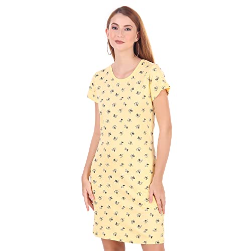 Image of Stories.Label Women Cotton Long T-Shirt Dress in Knee Length with Side Pockets Include Plus Sizes (Size S -5XL)