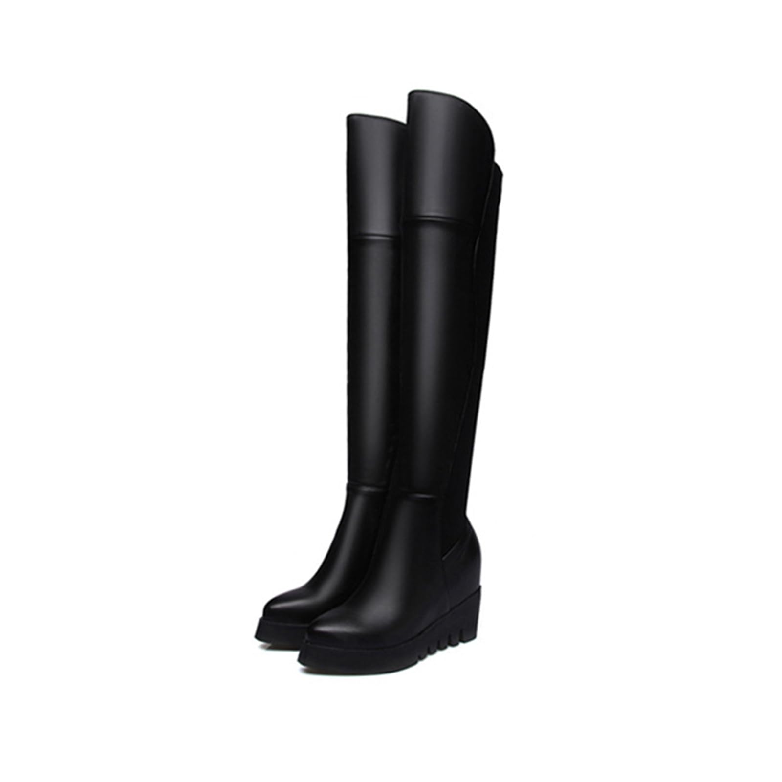 Bottes au-dessus du genou à talon compensé pour marcher sans fatigue