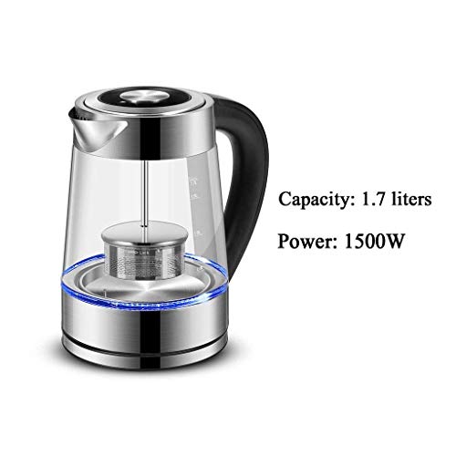 YFGQBCP wasserkocher Electric Glass Kettle - 1,7 Liter Blaue LED leuchtet Portable Office Auto Power Off-Edelstahl… – Bild 3