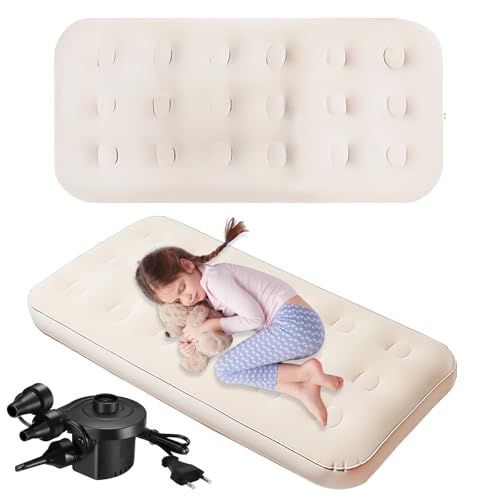 2 Pièces Matelas Gonflable pour Enfants – Lit d’Appoint Pliable 140x70x22 cm avec Kit de Réparation, Confort Flocké, Idéal pour Maison, Voyage, Camping, Fêtes...