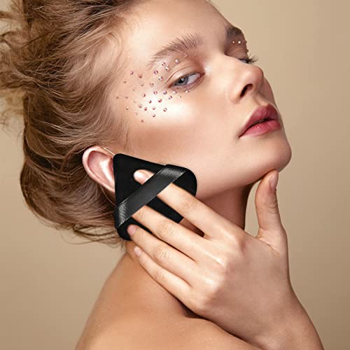 Pimoys 4 Pieces Powder Puff Face Makeup Sponge Triangle Powder Puff For Loose Powder Body Powder, Cosmetic Foundation Sponge Velour Setting Powder Puff Wet Dry Beauty Makeup Tool, Black #TOP5