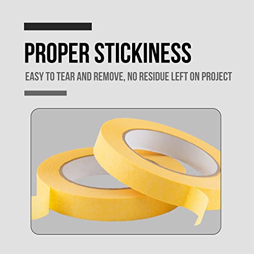 Lichamp 18Mm X 55M Yellow Automotive Masking Tape For Painting, Auto Body Masking Tape For Car Detailing, Yellow Painters Tape 0.7 Inch X 60 Yards X 2 Rolls #TOP3