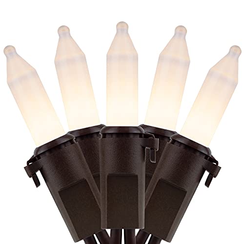 YULETIME Frosted White Christmas Lights with Brown Wire, 66 Feet 200 Count UL Certified String Lights, Pack of 2 Sets 33 Ft 100 Count Incandescent Mini Light Set (Frosted White) YULETIME Frosted White Christmas Lights with Brown Wire, 66 Feet 200 Count UL Certified String Lights, Pack of 2 Sets 33 Ft 100 Count Incandescent Mini Light Set (Frosted White)