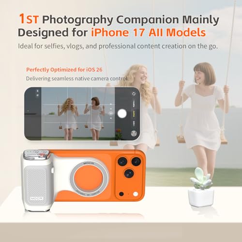 Image of COMITOK MOCA - iPhone Camera Grip - for Native Camera Control with Removable Remote & Built-in Keychain, Magnetic Phone Camera Grip No Need App Support iOS26 /17 /18, Fun Shot Magnetic Grip with 1 /4 Nut