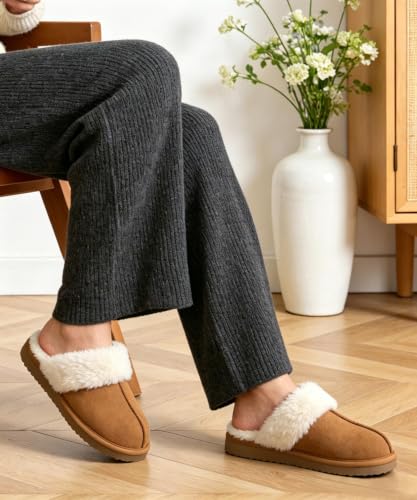 Image of Litfun Fuzzy Memory Foam Slippers for Women Indoor Outdoor House Shoes