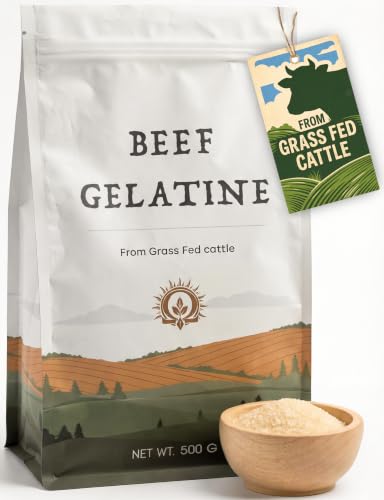 Beef Gelatine 500g - Natural Collagen Powder Supplement for Bone and Gut Health - Beef Gelatine Powder - Fluid Thickener For Cooking Bone Broth and Stews