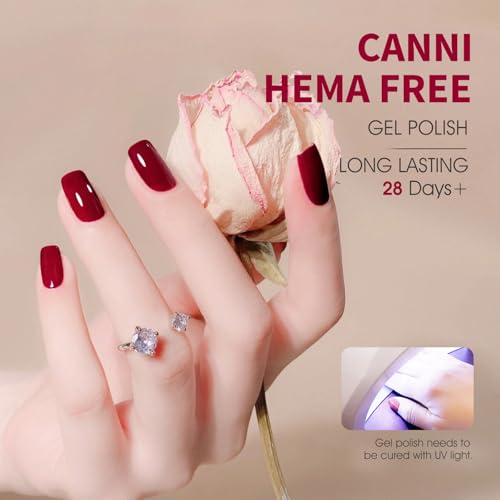 Image of CANNI Red Gel Nail Polish, 1Pcs Dark Red Gel Polish Color Nail Polish High Gloss Soak Off U V Gel Nail Manicure Salon DIY