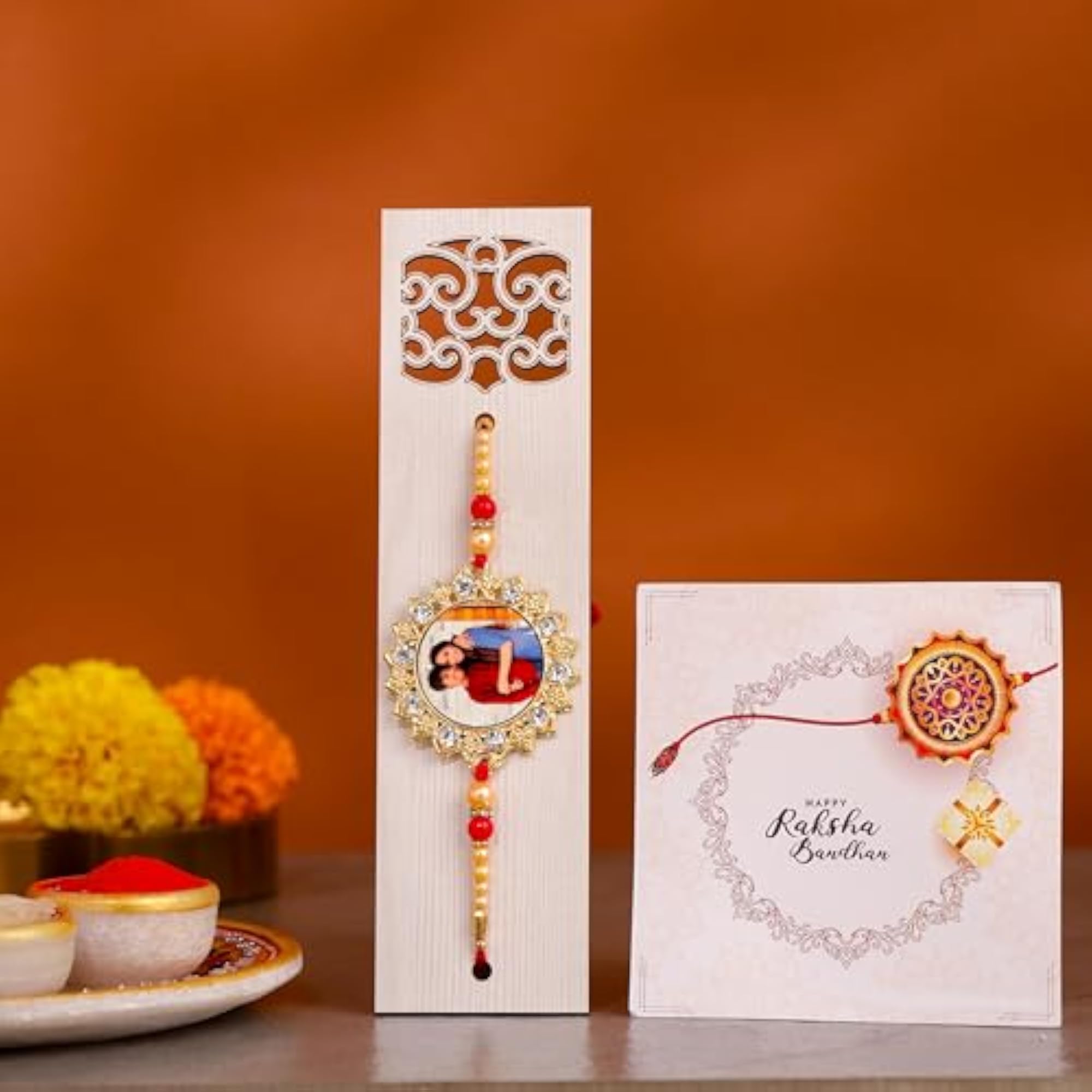 Personalized Raksha Bandhan Rakhi with Photo & Greeting Card