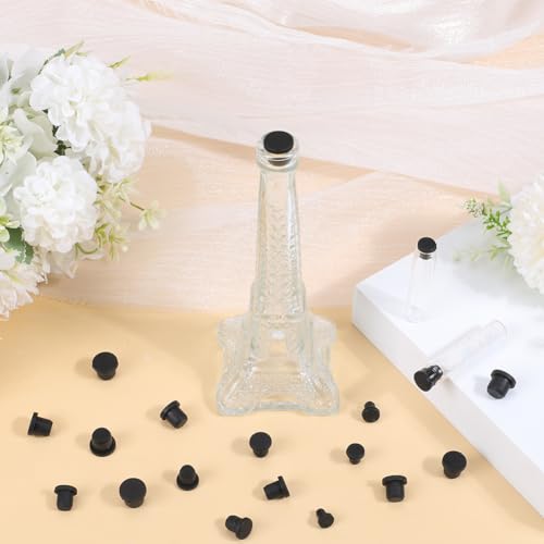 GORGECRAFT 50Stk 5 Größen Silikon-Lochstopfen Schwarz Rund Gummi Wasserdicht Knopfloch-Endabdeckungen Weicher Flexibler Stopper Passend Für Löcher Mit 4-9.5mm Innendurchmesser Flaschen Rohre