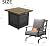 Grand patio 5-Piece Patio Furniture Set with 29-Inch CSA Approved Woodgrain Propane Gas Fire Pit Table Outdoor Rocking Chairs with Gray Olefin Cushions for Dining Party