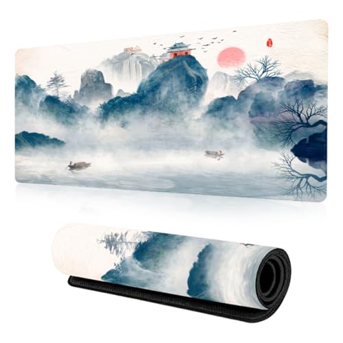 Alfombrilla Raton XXL 800 x 300 mm, Alfombrilla Escritorio con Bordes Cosidos, Mouse Pad Gaming con Base de Goma Antideslizante para Jugadores, PC, Oficina