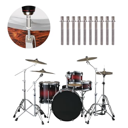 Etfbuy 10 piezas de tornillos plateados para batería jazz, tornillos de montaje para caja y bombo, accesorios de reemplazo para percusión, 6x45 mm miniatura 6
