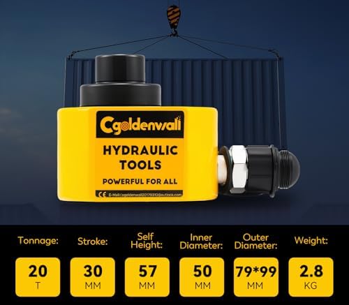 CGOLDENWALL Hydraulikzylinder 20T Ultradünner Leicht mit Hydraulikpump CP-180 (DFPY-20T+CP-180)
