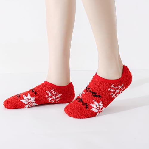 Image of SKOLA Cozy Winter Fuzzy Women Socks Grip Slippers Fluffy House Non Skid Microfiber Socks