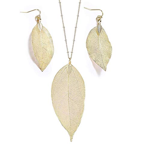 Idomeo Women Fashion Leaf Pendant Pendant Necklace Drop Earrings Set Gifts Jewelry...