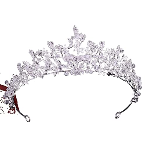 nihngvjm Crystal Rhinestone Crowns Tiaras for Mujeres Bride Princess Queen Prom Diadem Boda for el Cabello Nupcial Accesorios de Joyas (Metal Color : Silver)