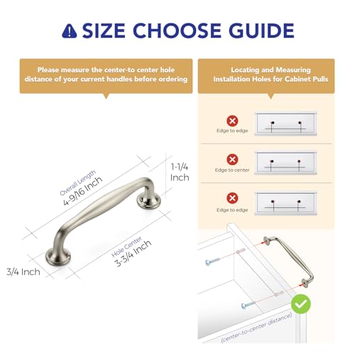 Image of Ravinte 5 Pack 3-3 /4 Inch Brushed Nickel Kitchen Cabinet Handles Solid Zinc Alloy Cabinet Pulls Cupboard & Drawer Handles
