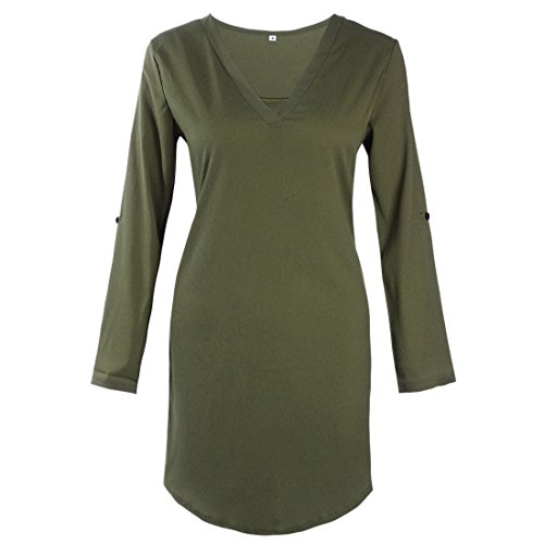 QIYUN.Z Abito da donna con scollo a V, a maniche