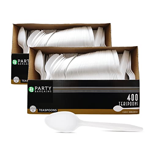 Blue Sky 400-Piece Disposable Plastic Tea Spoon Set, White (2 Pack)