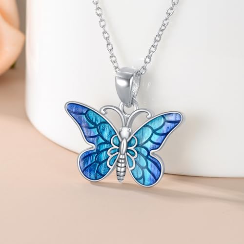 Butterfly Necklaces S925 Sterling Silver Butterfly Pendant for Women Present for Wife Girlfriend Mother2