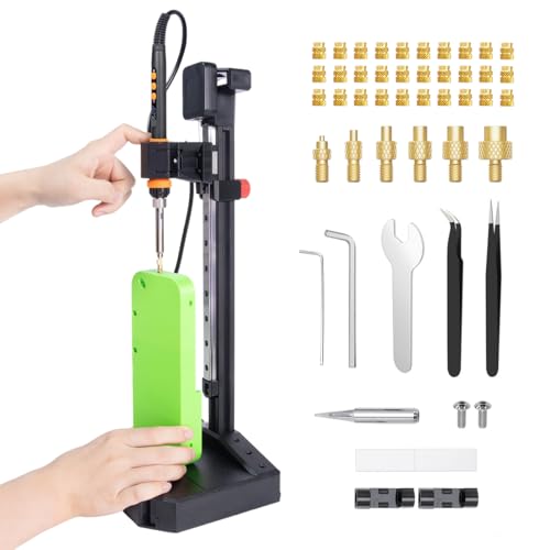 Mintion Presse à chaud professionnel Nutopress Pro, Heat Set Insert Tool verticale, avec fer à souder, pointes de thermodurcissabilité M2-M8, 30 inserts...