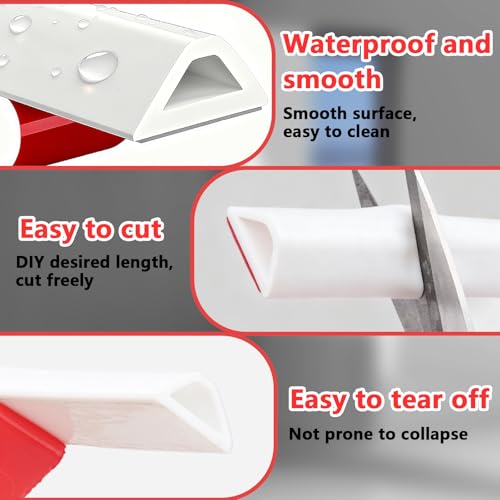BUERPINKING 3M Schwallschutzleiste Dusche Selbstklebend Wasserstopper Dusche Silicone Wasser Stopper Gummilippe Selbstklebend Duschleiste Boden Protektion für Küchen, Badezimmer (Weiß-1)