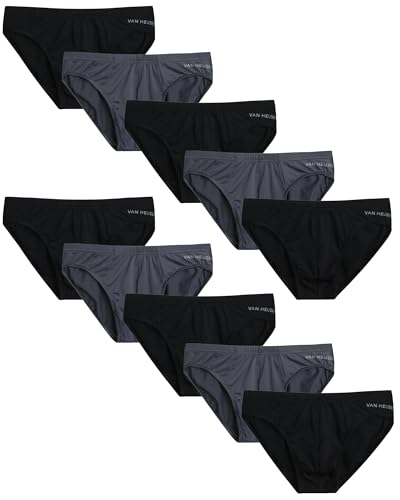 Van Heusen Men's Briefs - 10 Pack Quick Dry No Fly Performance Low Rise Briefs - Soft Breathable Underwear for Men (S-XL)
