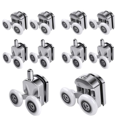 Image of Shower Door Rollers Rv Parts - 10 Pcs Zinc Alloy Wheels 23mm with Anti Collision Block and Screws for Curved and Bathroom Glass Doors