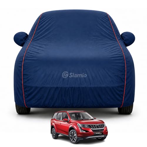 Image of Premium 100% Waterproof Car Cover for Mahindra XUV 500 Model All-Weather, UV & Dust Protection | Heavy-Duty 3-Layer Fabric | Custom Fit with Mirror & Antenna Pockets | Navy Blue