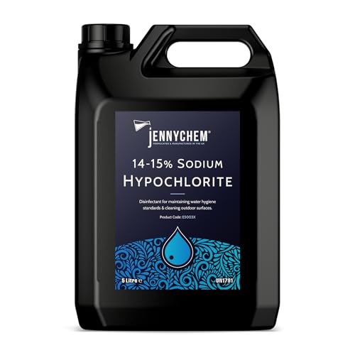Jennychem Sodium Hypochlorite Solution 14-15% Powerful Swimming Pool Chlorine Patio Cleaner Transform Your Outdoor Space (5L)