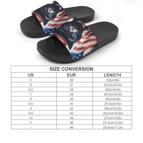 Black Cat U.S. Flag Funny House Sandals Non Slip Shower Slippers Quick Drying Bathroom Shoes for Women Men2