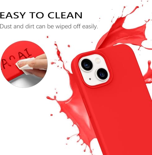 Image of Elzzi Liquid Silicone Gel Rubber, Microfiber Candy Non-Slip Full Body Protective Shockproof Back Cover Compatible for iPhone 13 Mini (2021) 5.4 Inch - Red