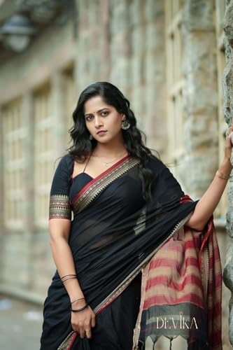 Image of DEVIKA TEXTILES Black Gouthami Narayanpet Pure Cotton Saree | Lightweight & Elegant Saree for Women