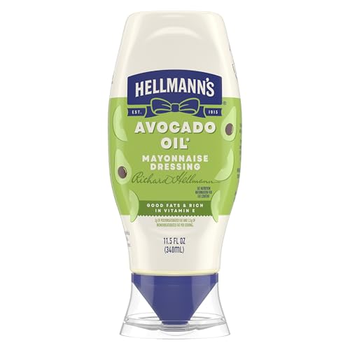 Hellmann's Avocado Oil Mayonnaise, Mayo Squeeze for Sandwiches, 11.5 Fl Oz (Pack of 8)