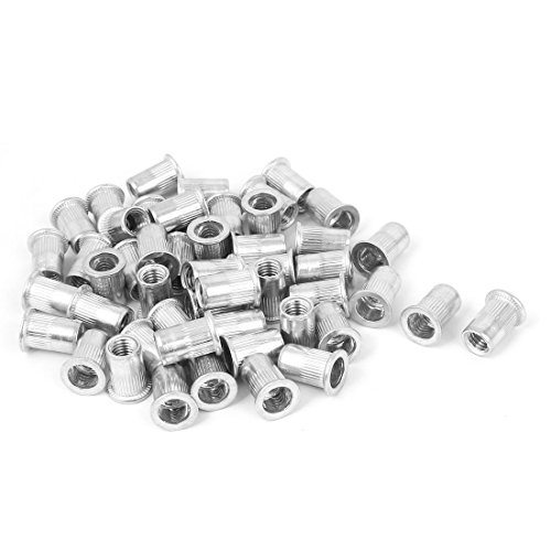 Aexit M8 Aluminum Nails, Screws & Fasteners Flat Head Rivet Nut Insert Silver Nut & Bolt Sets Tone 50pcs