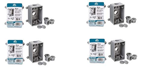 Image of Bell PSB37550GY Single-Gang Weatherproof Three 1 /2 in. or 3 /4 in. Threaded Outlets, 2 inch, Gray (Pack of 8)