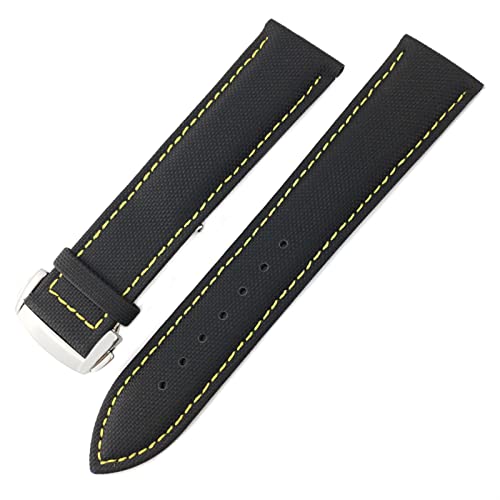 Bracelet de montre en toile de nylon 19 mm noir jaune pour Omega Seamaster Diver 300
