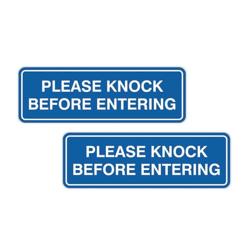 Standard Please Knock Before Entering Sign - Blue - Large 2 Pack