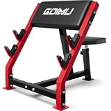 GOIMU PC01 Preacher Curl Bench, Seated Arm Isolated Barbell Dumbbell Bicep Station, Adjustable Bicep Curl Machine with 2 Bar Holders for Home Gym