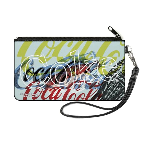 Carteira Coca-Cola, bolsa com zíper, logotipos de coca-cola e garrafa pop art branca multicolorida, tela, Multicor, Small, Casual