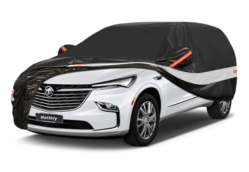 Image of 10 Layers SUV Car Cover Custom Fit for Buick Enclave (2007-2026), Waterproof All Weather for Automobiles, Outdoor Full Cover Sun Dust Rain Protection with Cotton. Black