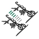 VICASKY 2pcs Metal Wall Mounted Plant Hooks for Hanging Baskets, Bird Feeders, Lanterns – Black Iron Outdoor