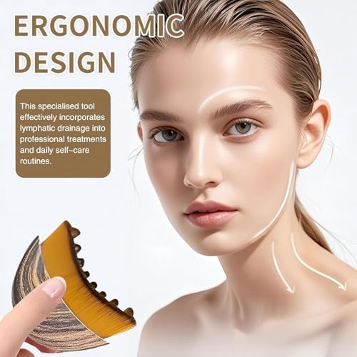 Image of Lymphatic Contour Face Brush, Lymphatic Drainage Massager, Double Chin Reducer Lymphatic Drainage Brush Anti-Puffiness Ergonomic Facial Cleansing Brush for Sculpting (2 Pcs)