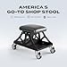 Vyper Low Pro Garage Stool with Removable Seat for Mechanics, Automotive, DIY - 400 lb Capacity Rolling Shop Chair (Black Seat, Red Frame)