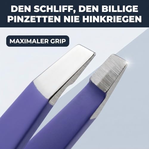 KLINGENHELD® Haargenaue Pinzette - greift jedes Haar beim 1. Versuch ohne durchrutschen - Pinzette Augenbrauen Zupfen handgeschliffen… – Ansicht 4