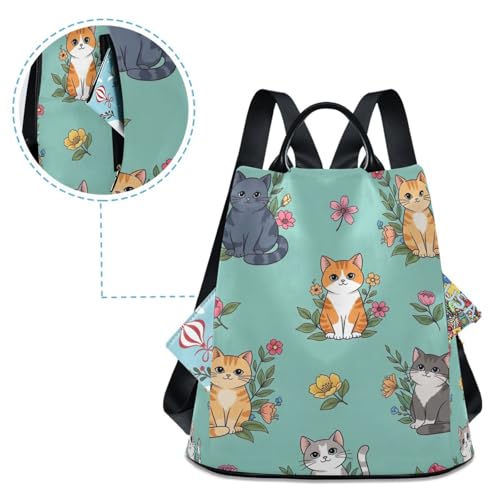 Bolsa de viaje con diseño de gatos y flores para paseos urbanos y escapadas 4